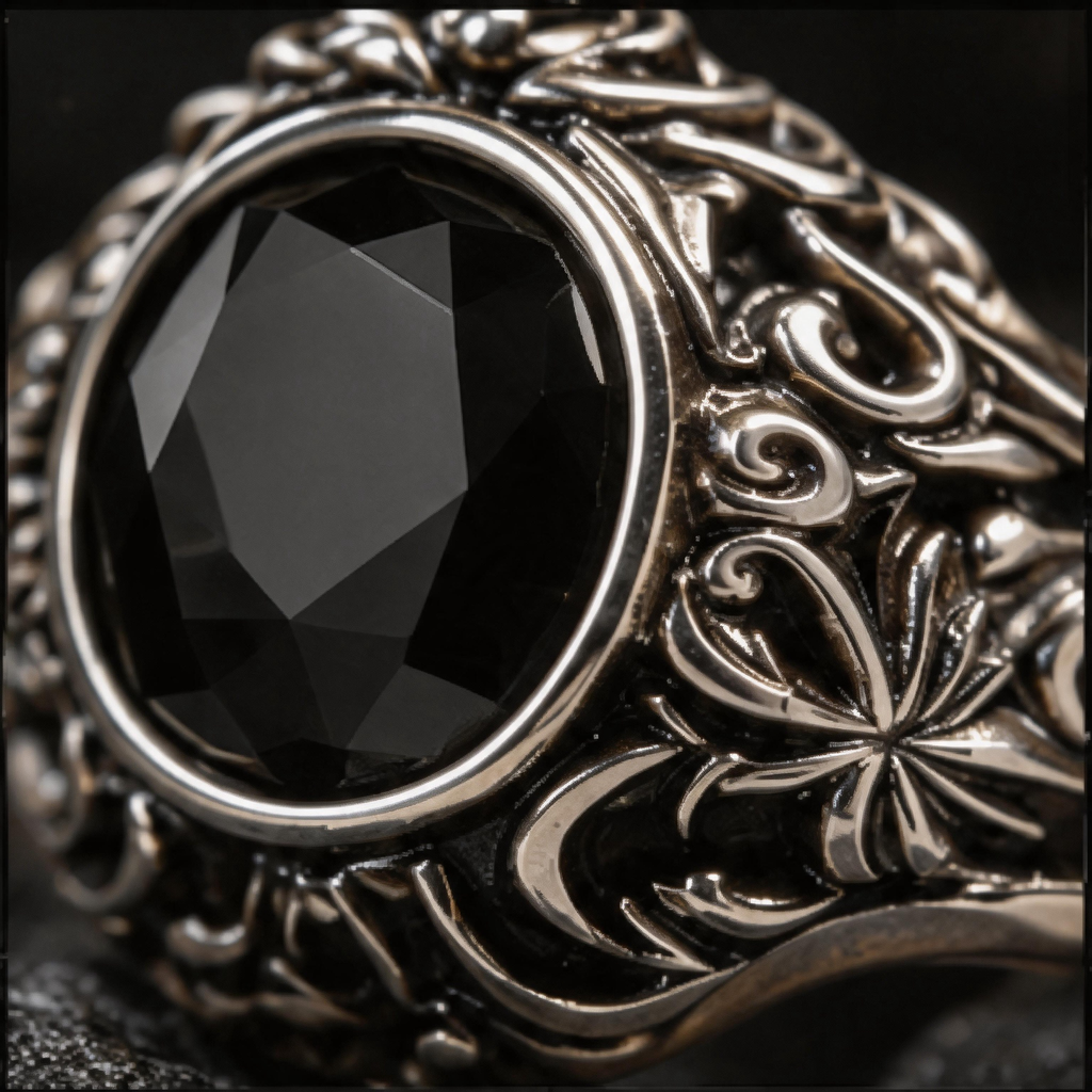 Yuuzo Black Gothic Gem Ring for Women Men, Vintage Punk Statement Ring, Dark Fantasy Jewelry, Adjustable Y2K Goth Accessories, Unisex Streetwear Fashion Ring Gift