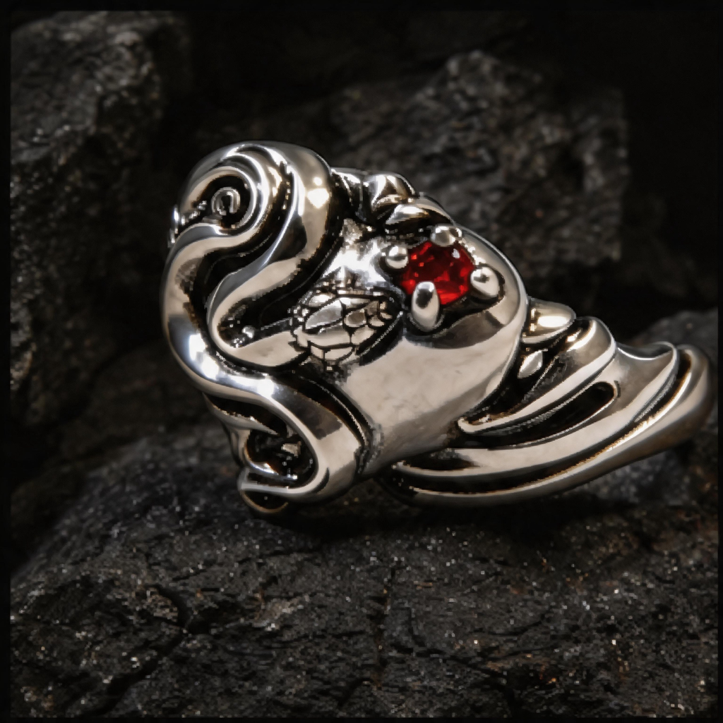 Yuuzo Red Gem Gothic Ring for Women, Vintage Snake Punk Jewelry, Dark Fantasy Adjustable Ring, Y2K Goth Aesthetic Accessories, Alternative Fashion Statement Ring