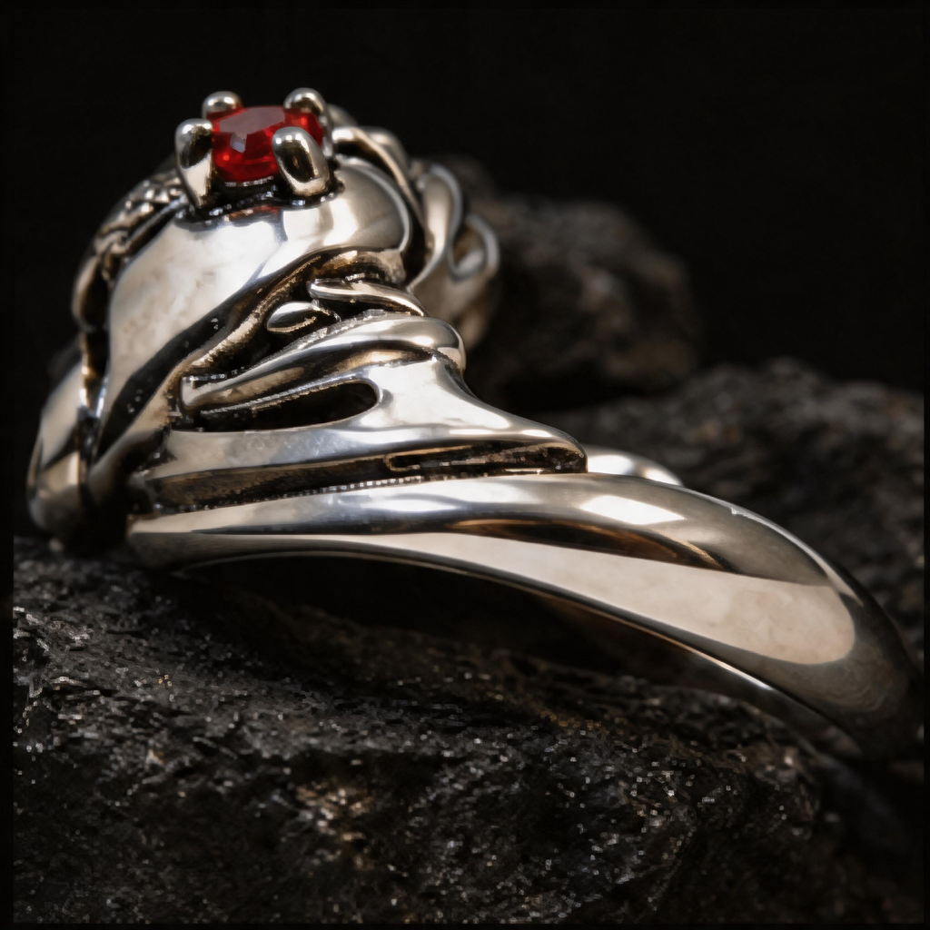Yuuzo Red Gem Gothic Ring for Women, Vintage Snake Punk Jewelry, Dark Fantasy Adjustable Ring, Y2K Goth Aesthetic Accessories, Alternative Fashion Statement Ring