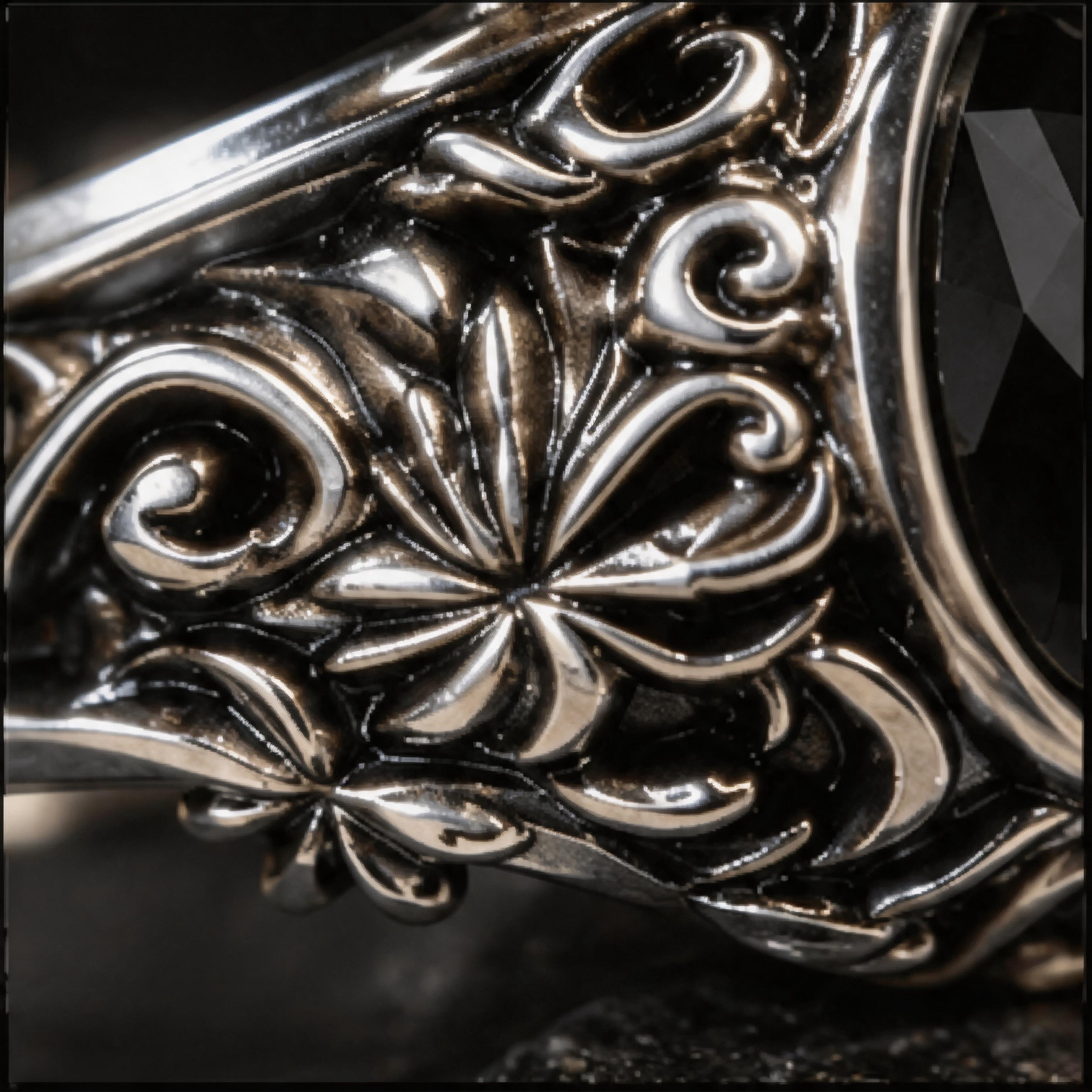 Yuuzo Black Gothic Gem Ring for Women Men, Vintage Punk Statement Ring, Dark Fantasy Jewelry, Adjustable Y2K Goth Accessories, Unisex Streetwear Fashion Ring Gift