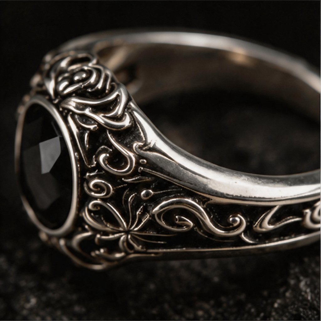 Yuuzo Black Gothic Gem Ring for Women Men, Vintage Punk Statement Ring, Dark Fantasy Jewelry, Adjustable Y2K Goth Accessories, Unisex Streetwear Fashion Ring Gift